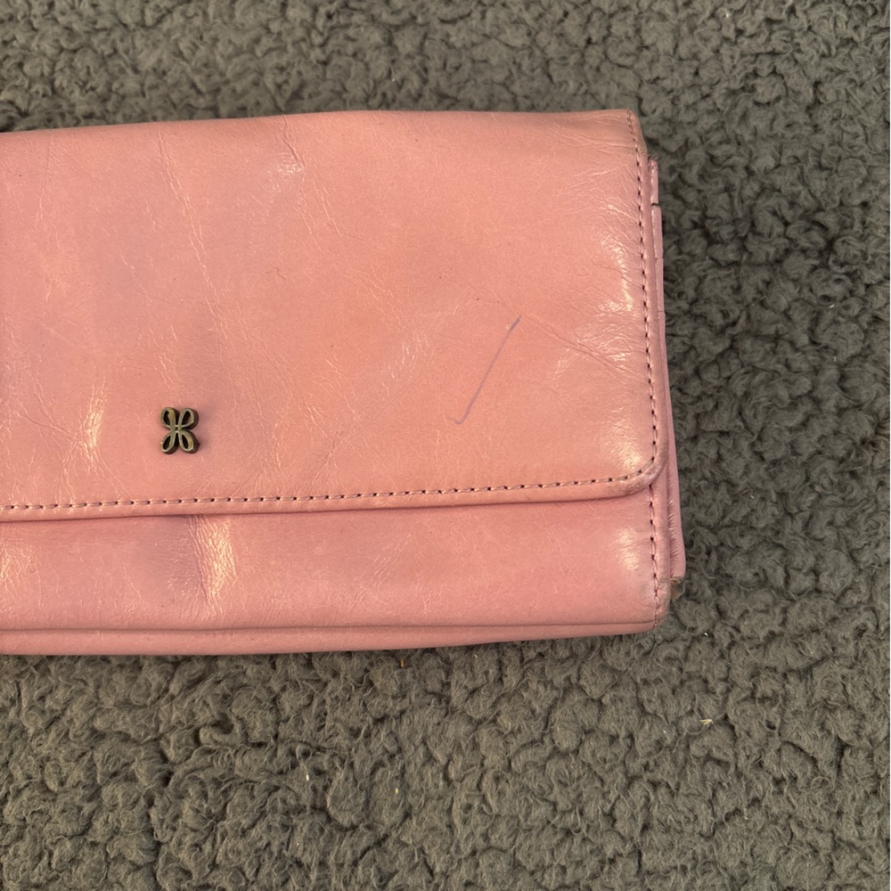 Hobo wallet pink leather clutch casual feminine maximalist luxury - Picture 2 of 10